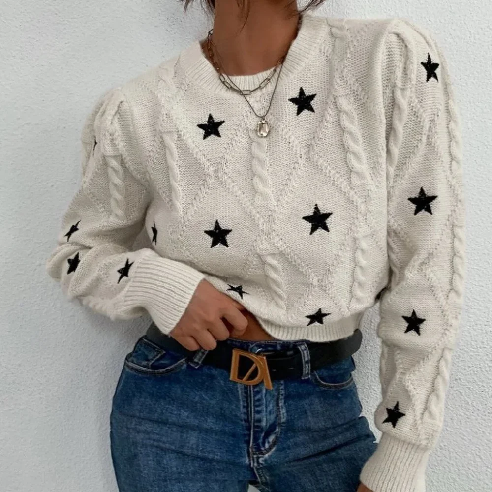 White Preppy Womens Sweater - Picture 2 of 4